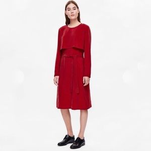 Cos Red Layered Cupro Dress